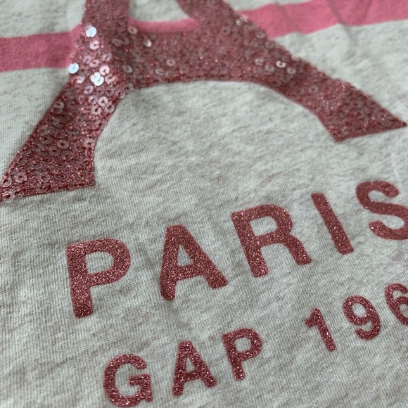 Gap Kids Paris Sequin Pink Short Sleeve Shirt XL - Picture 3 of 7